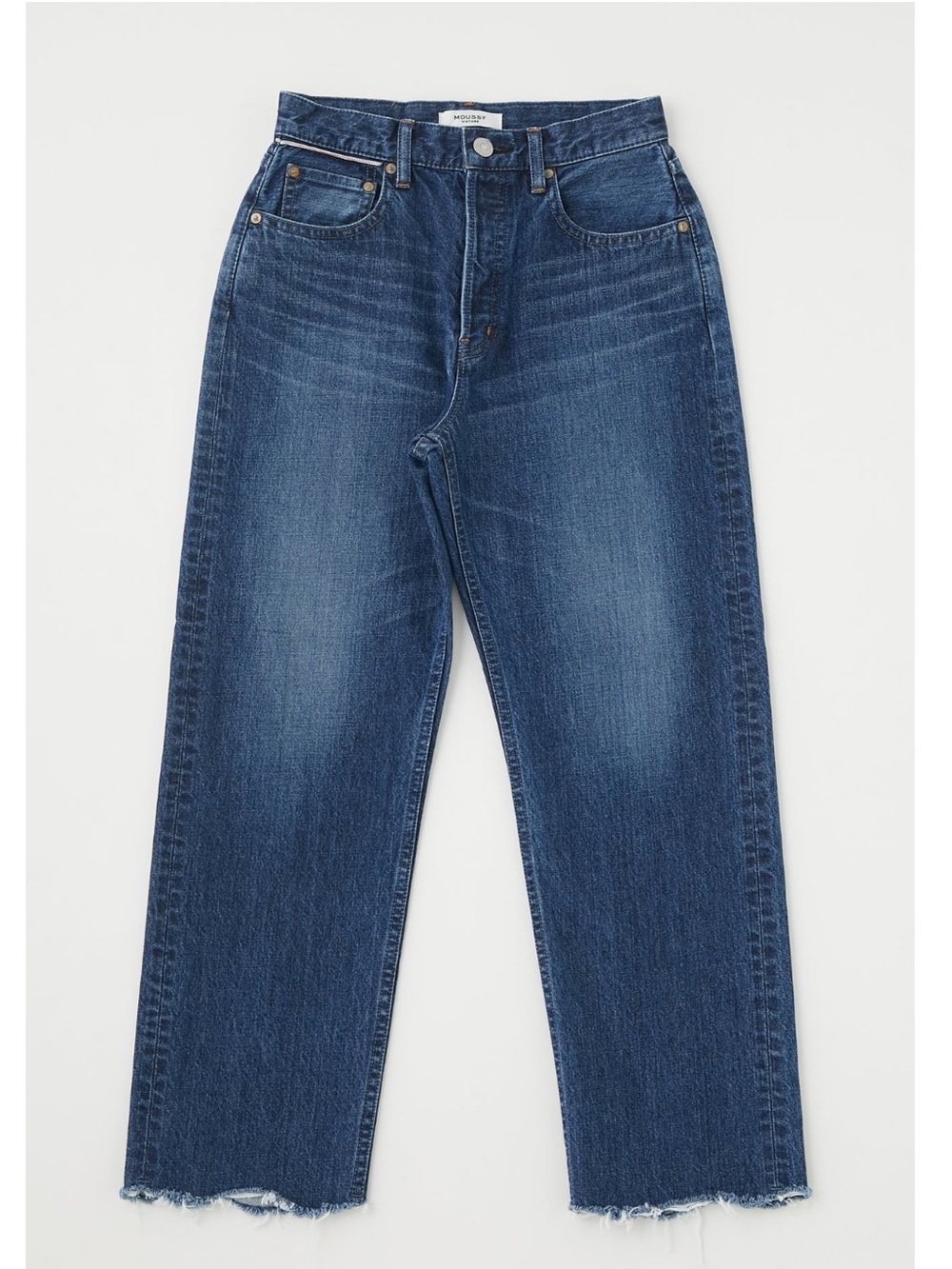 Moussy Corcoran Wide Straight Cropped Jeans Indigo Blue